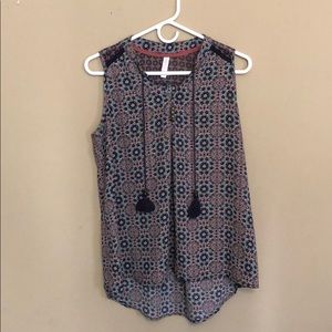Xhilaration Tank with Tassles Boho Flowy Size Lrg